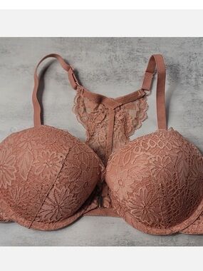 NWT Auden Lace Plunge Push Up Racerback Bra Sz 38C